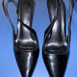 Elegant Patent Leather Black Slingback Women's Shoes size 41